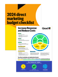 2024 Direct marketing budget planning checklist and infographic covers
