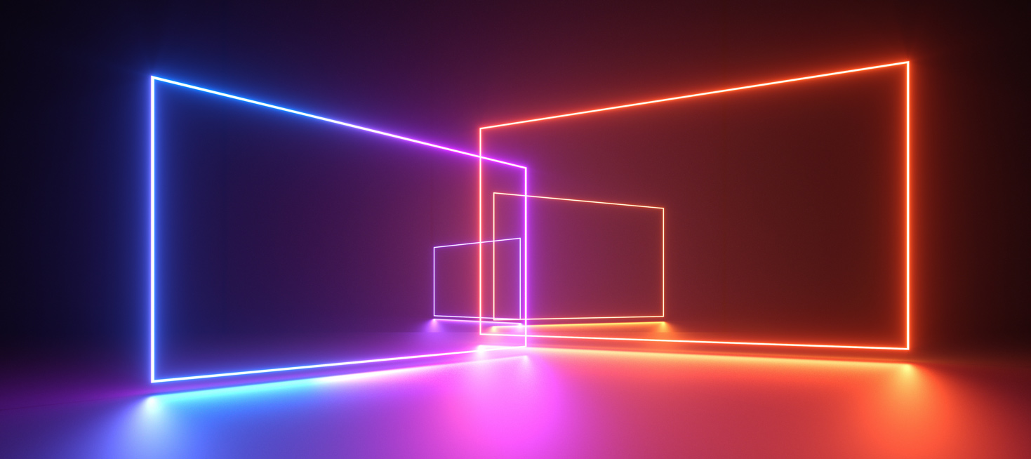 3d rendering of neon square frames