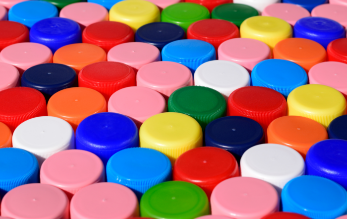 multi-colored bottle caps