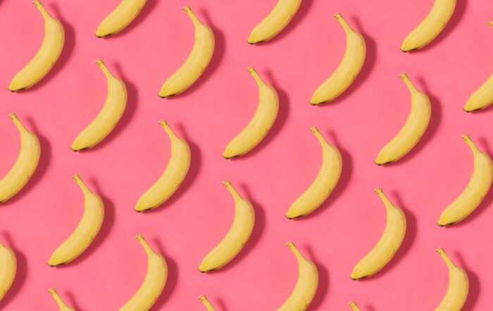 Banana Pattern on Pink Background