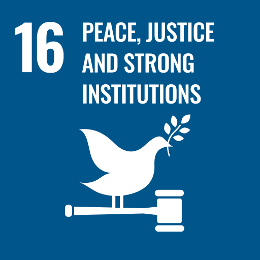 United Nations Sustainable Development Goal for Peace Justice and Strong Institutions icon