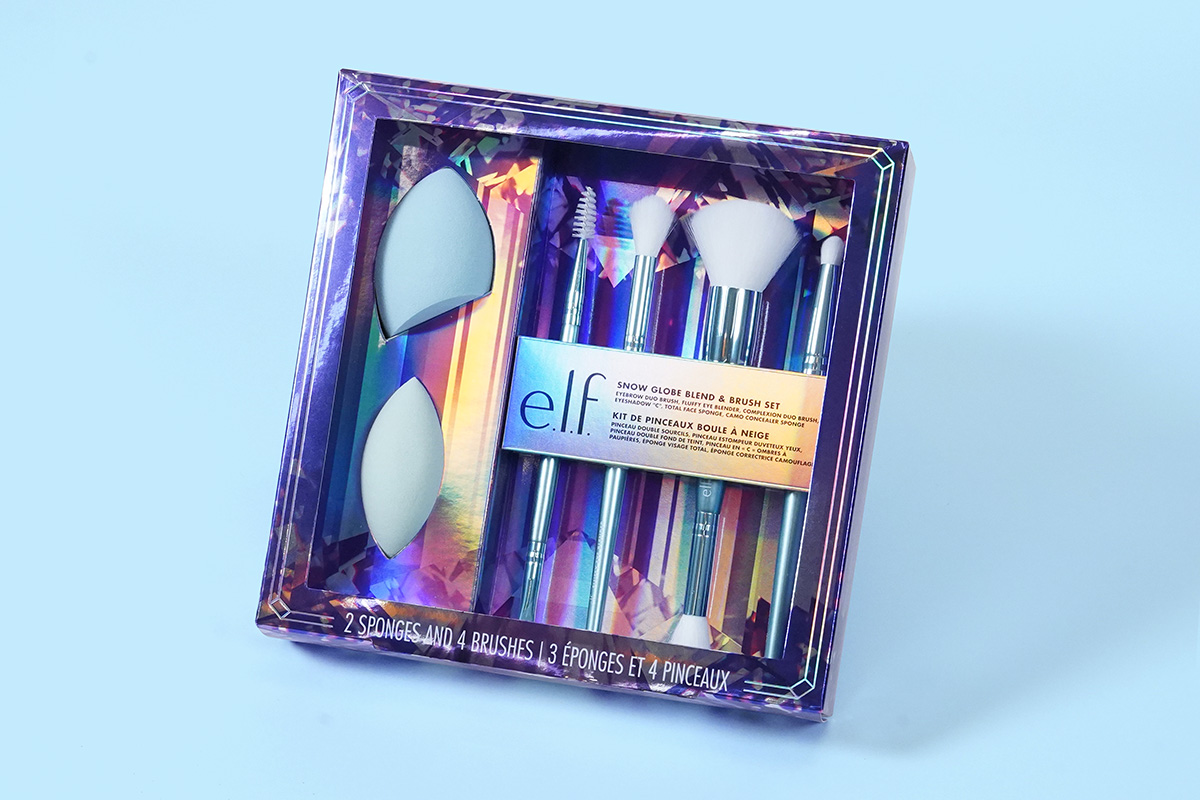 e.l.f. snow globe blend & brush set product packaging