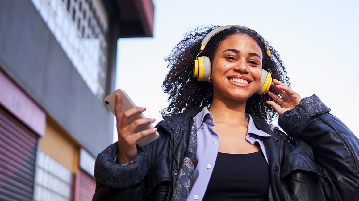 Girl wearing headphones