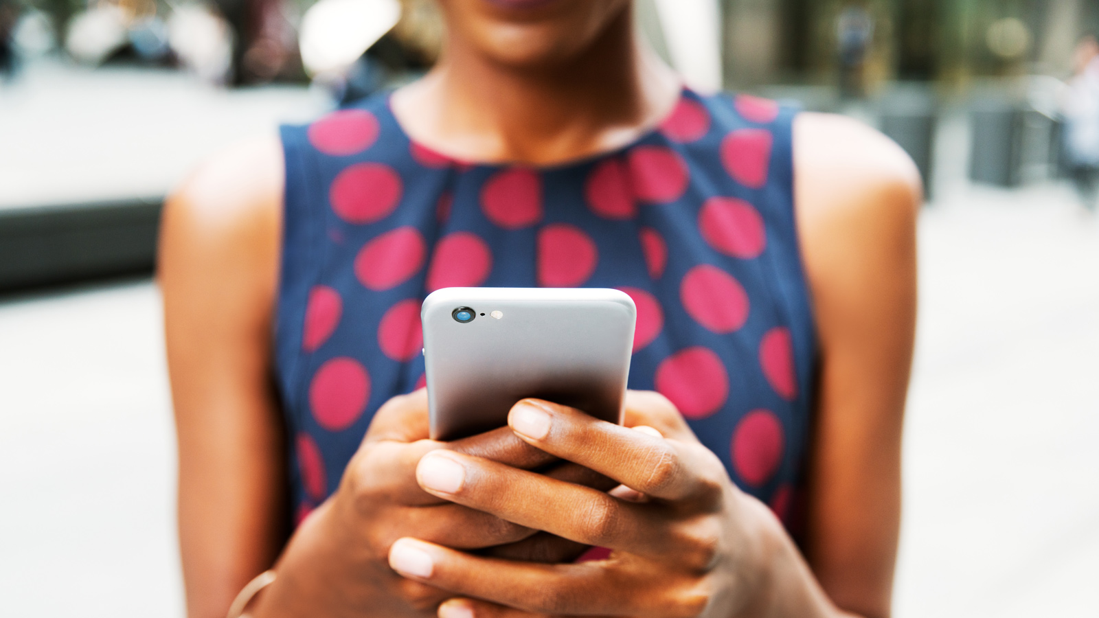 Close up of woman using smart phone