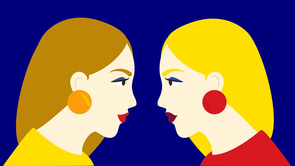 Two people staring into each other's eyes