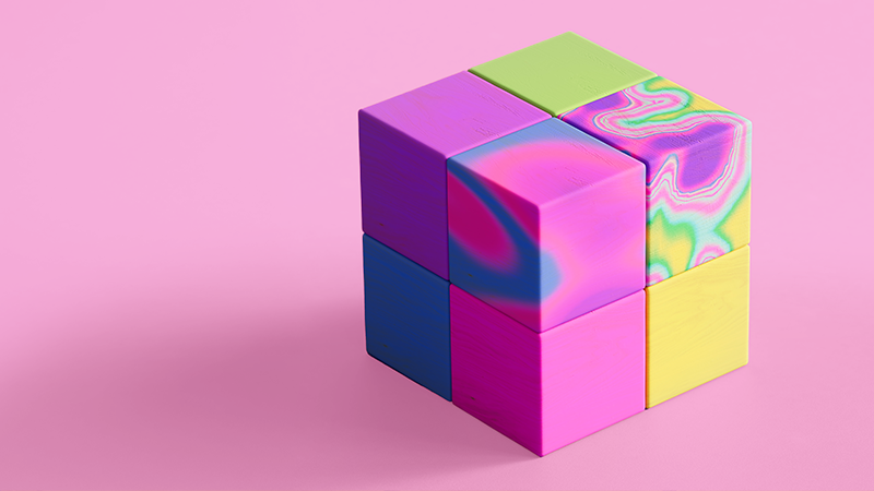 Quad fractiles on blue background abstract image of Quad logo fractiles on blue background