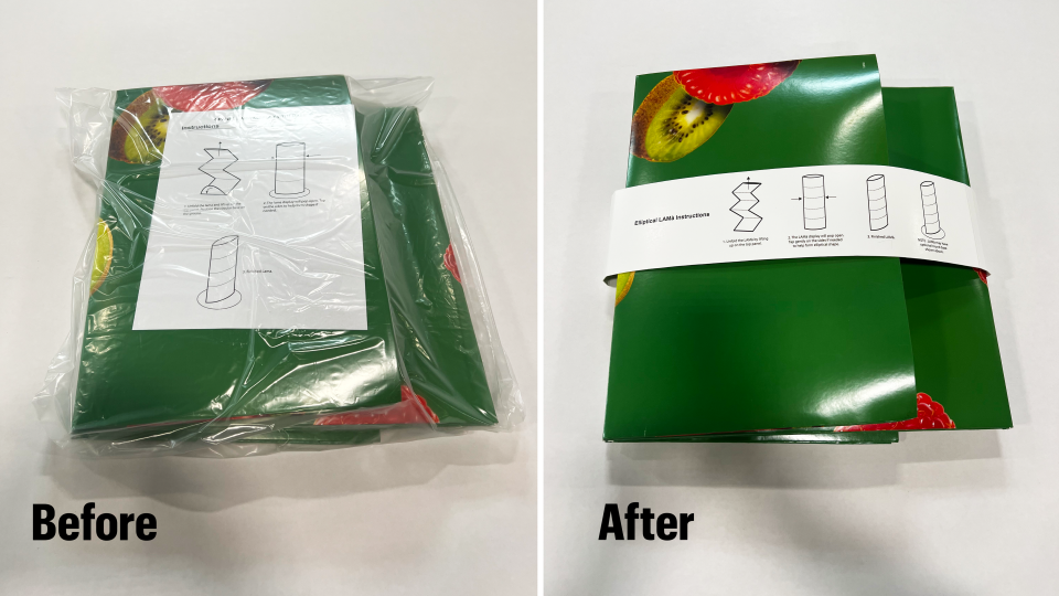 Quad solution for packaging in-store displays eliminates plastic at its earliest point of entry