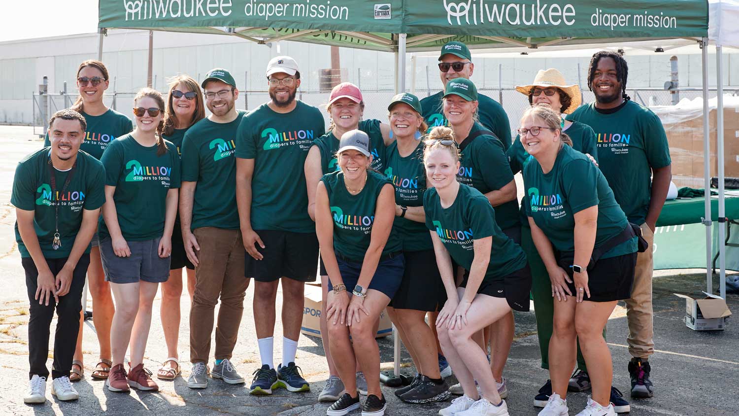 Group of employees participating at the Milwaukee Diaper Mission.