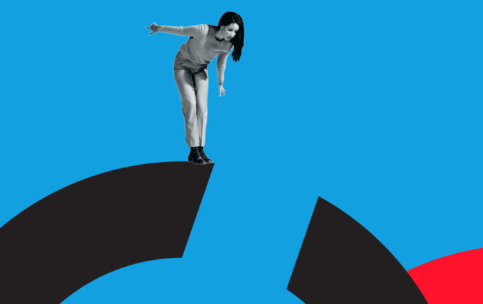 Person standing on the edge of a fractile looking down
