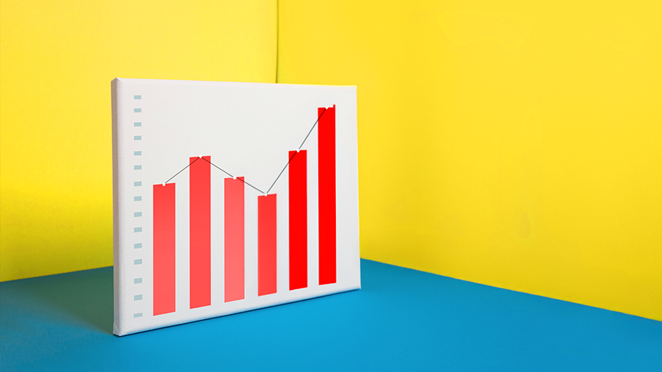 Financial performance of a company represented with a bar chart