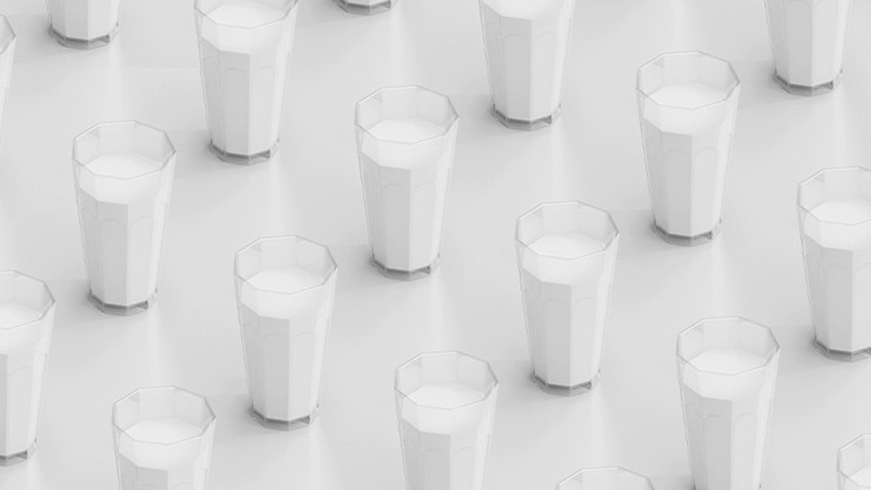 Repeating pattern of milk glasses
