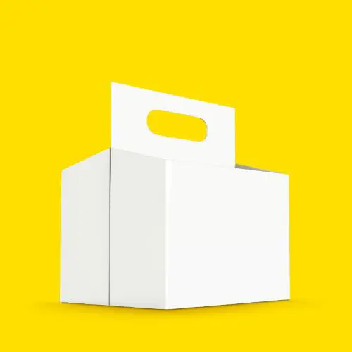 Beverage packaging carrier on a yellow background