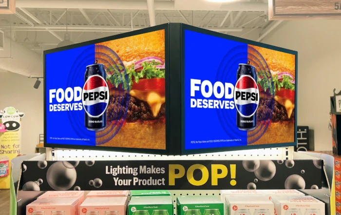 An in-store connect wedge display showcasing a Pepsi advertisement
