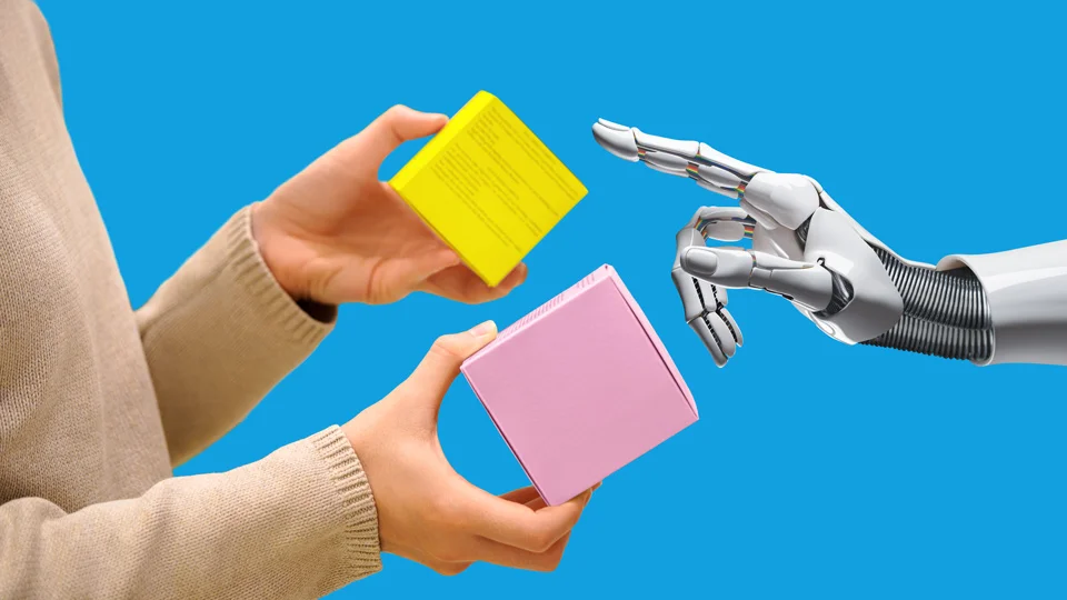 Consumer debating between two products with the consultation of AI